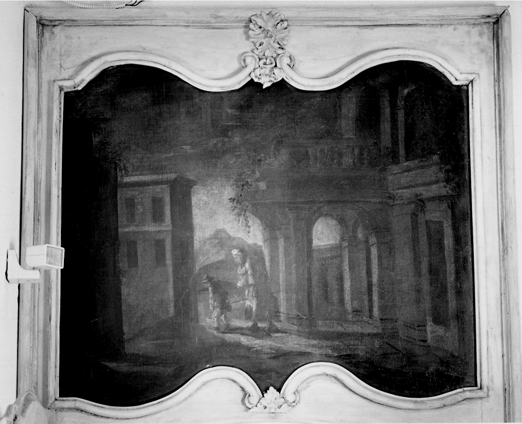 paesaggio con architetture (sovrapporta, opera isolata) - ambito piemontese (sec. XVIII)