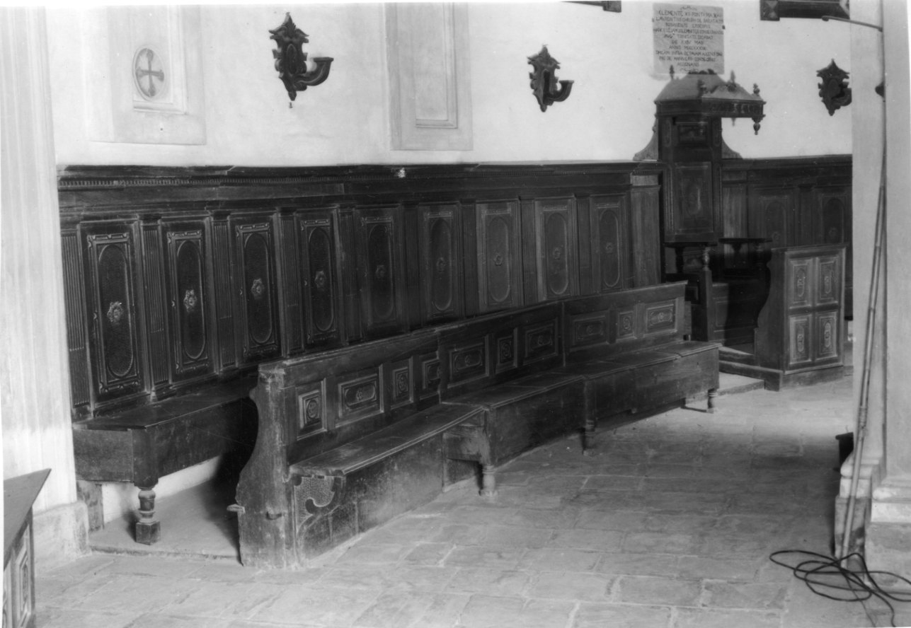 stalli del coro, opera isolata - bottega piemontese (seconda metà sec. XVII)