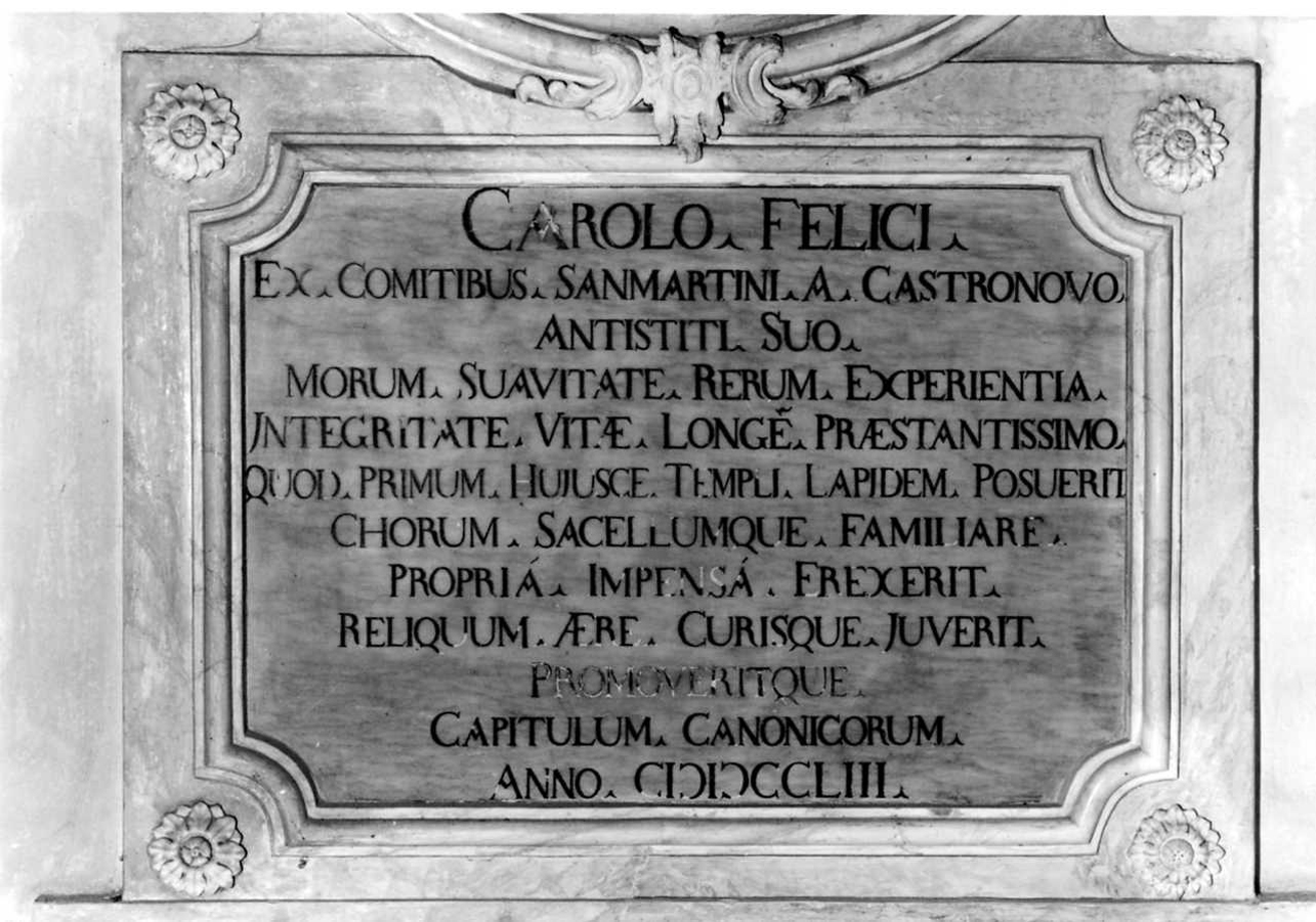 lapide commemorativa, opera isolata - ambito piemontese (metà sec. XVIII)