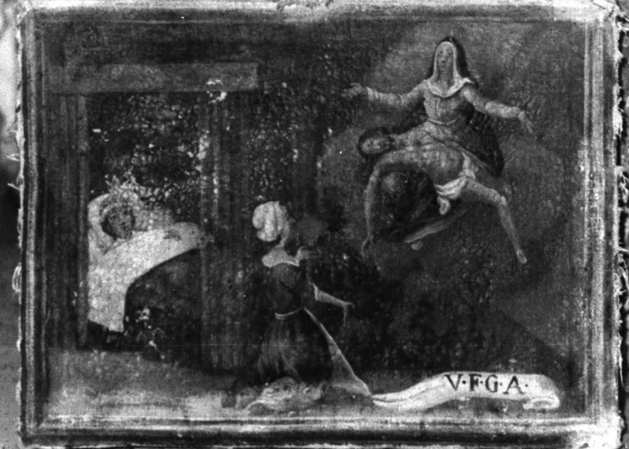 Intervento della Madonna Addolorata per guarigione (ex voto, opera isolata) di Maestro degli ex voto di Entracque (sec. XVIII)