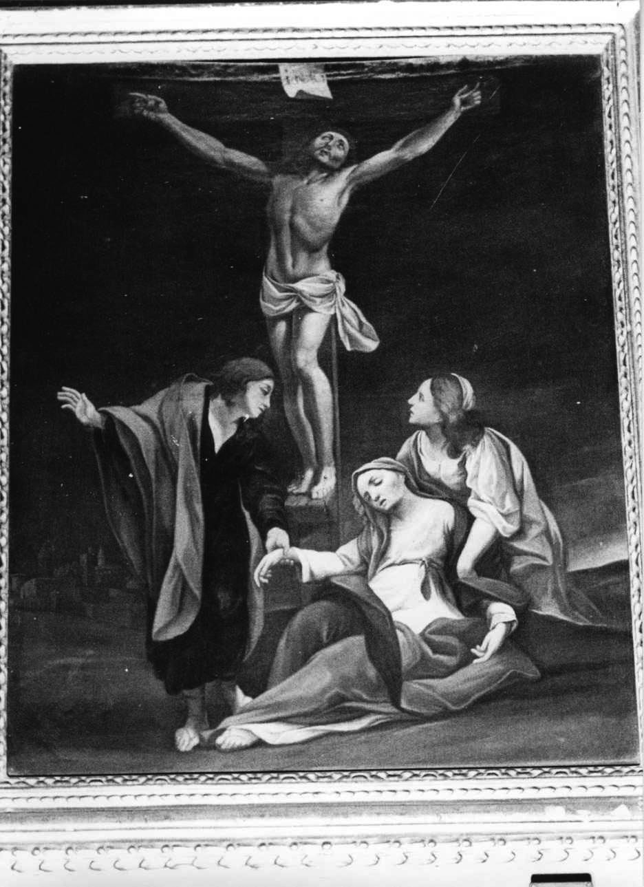 crocifissione di Cristo con la Madonna, San Giovanni Evangelista e Santa Maria Maddalena (dipinto, elemento d'insieme) - ambito cuneese (prima metà sec. XVIII)