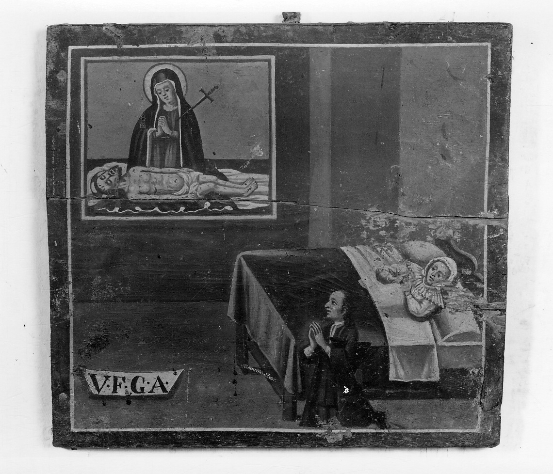 Intervento della Madonna Addolorata per guarigione (ex voto, opera isolata) - ambito cuneese (sec. XVIII)