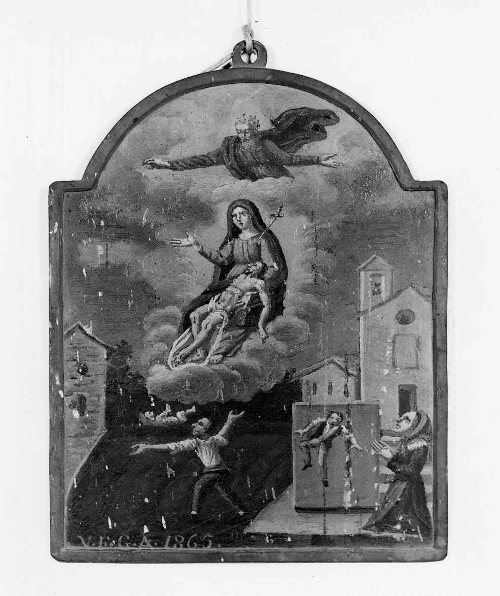 Intervento della Madonna Addolorata (ex voto, opera isolata) - ambito cuneese (terzo quarto sec. XIX)