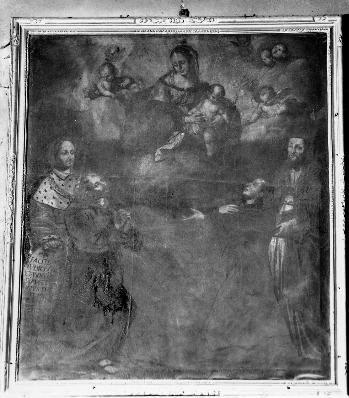 Madonna con Bambino, il beato Amedeo, San Francesco d'Assisi, Sant'Antonio da Padova e San Grato vescovo (dipinto, opera isolata) - ambito cuneese (seconda metà sec. XVII)