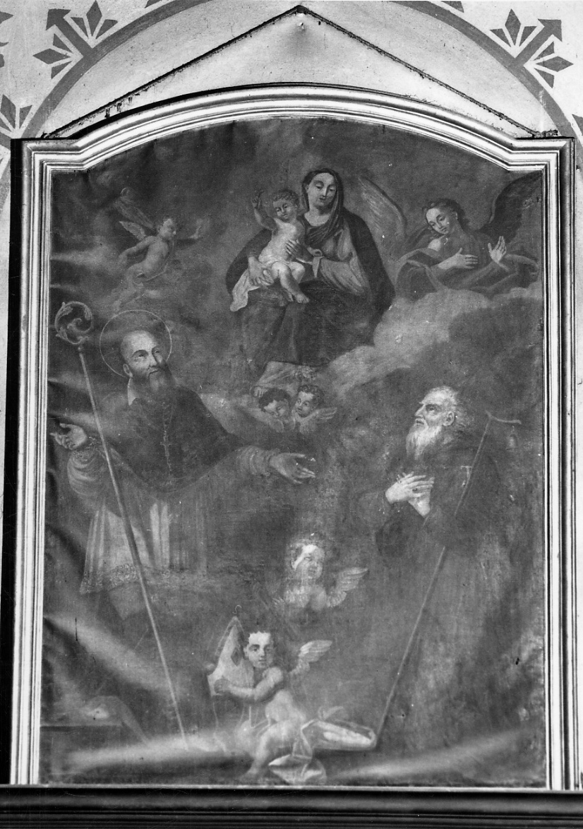 Madonna con Bambino, San Filippo Neri e Sant'Antonio abate (dipinto, opera isolata) - ambito cuneese (seconda metà sec. XVII)
