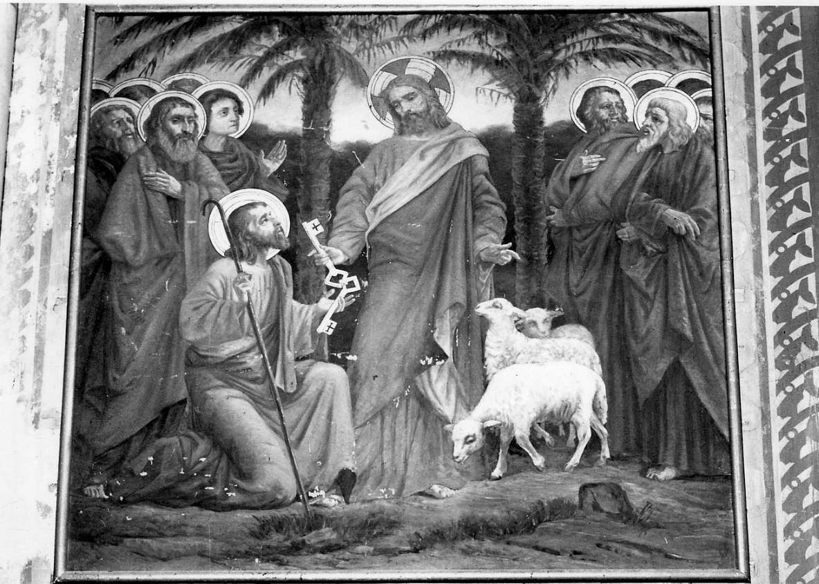 Cristo consegna le chiavi a San Pietro (dipinto) di Stura Giovanni (secc. XIX/ XX)