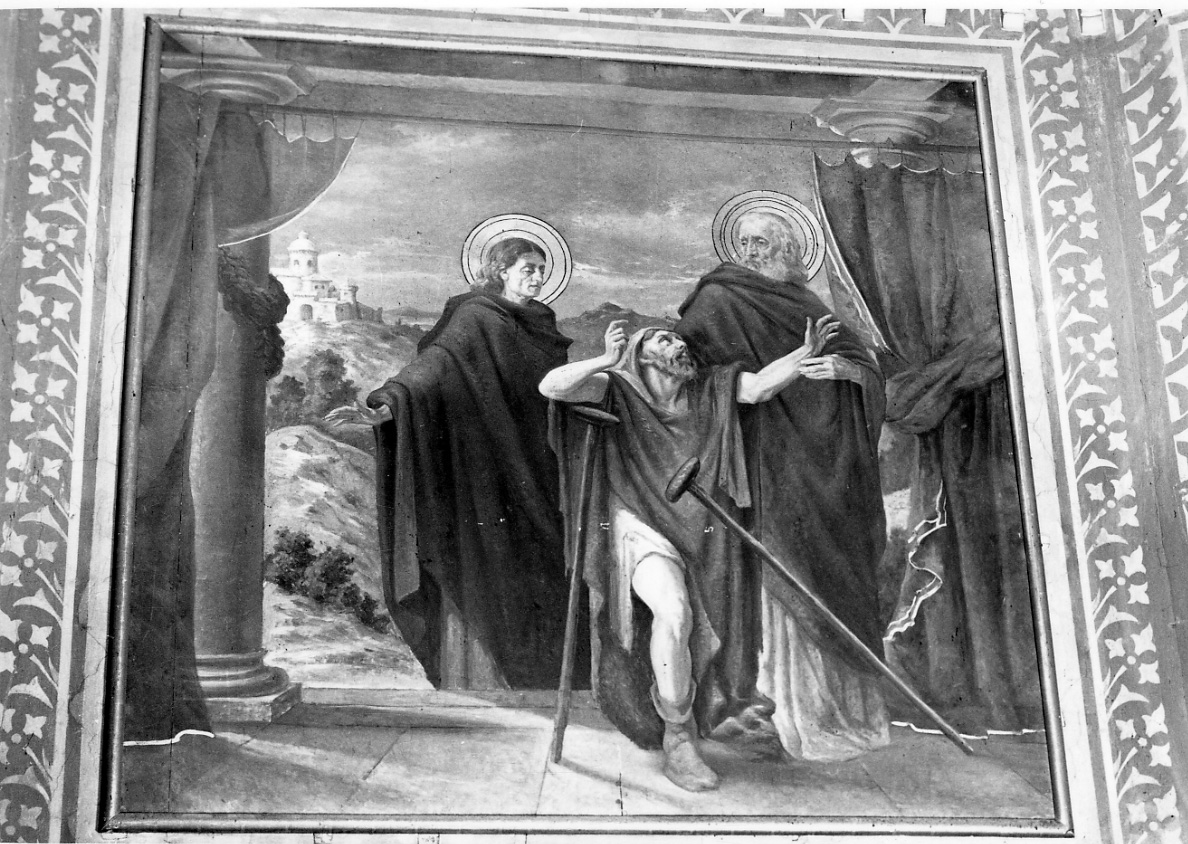 San Pietro e San Giovanni Evangelista guariscono lo storpio (dipinto) di Stura Giovanni (secc. XIX/ XX)