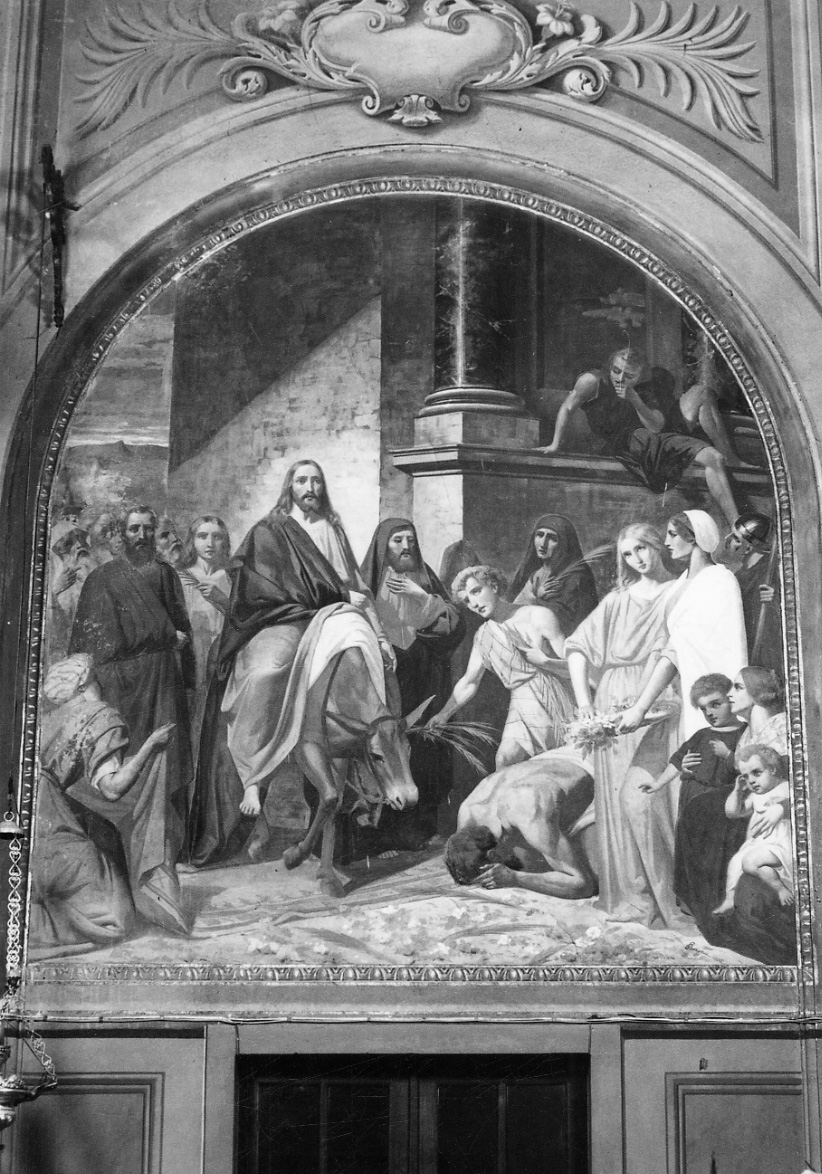 entrata di Cristo in Gerusalemme (dipinto, elemento d'insieme) di Borgna Giovanni detto Netu, Marchino Pietro (ultimo quarto sec. XIX)