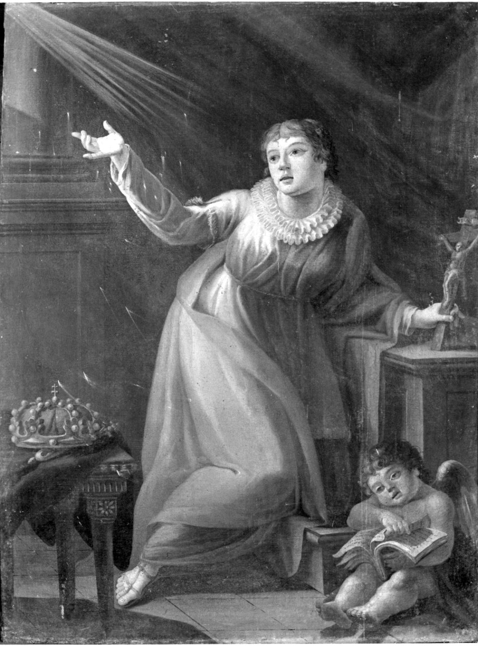 Dio si rivela a Santa Elisabetta in preghiera (dipinto, opera isolata) di Bongiovanni Michele (inizio sec. XIX)