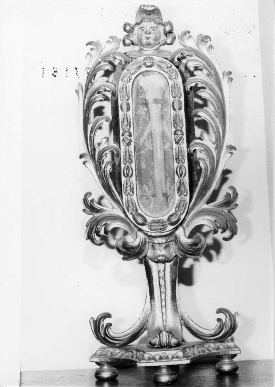 reliquiario - a tabella, serie - bottega piemontese (fine/inizio secc. XVII/ XVIII)