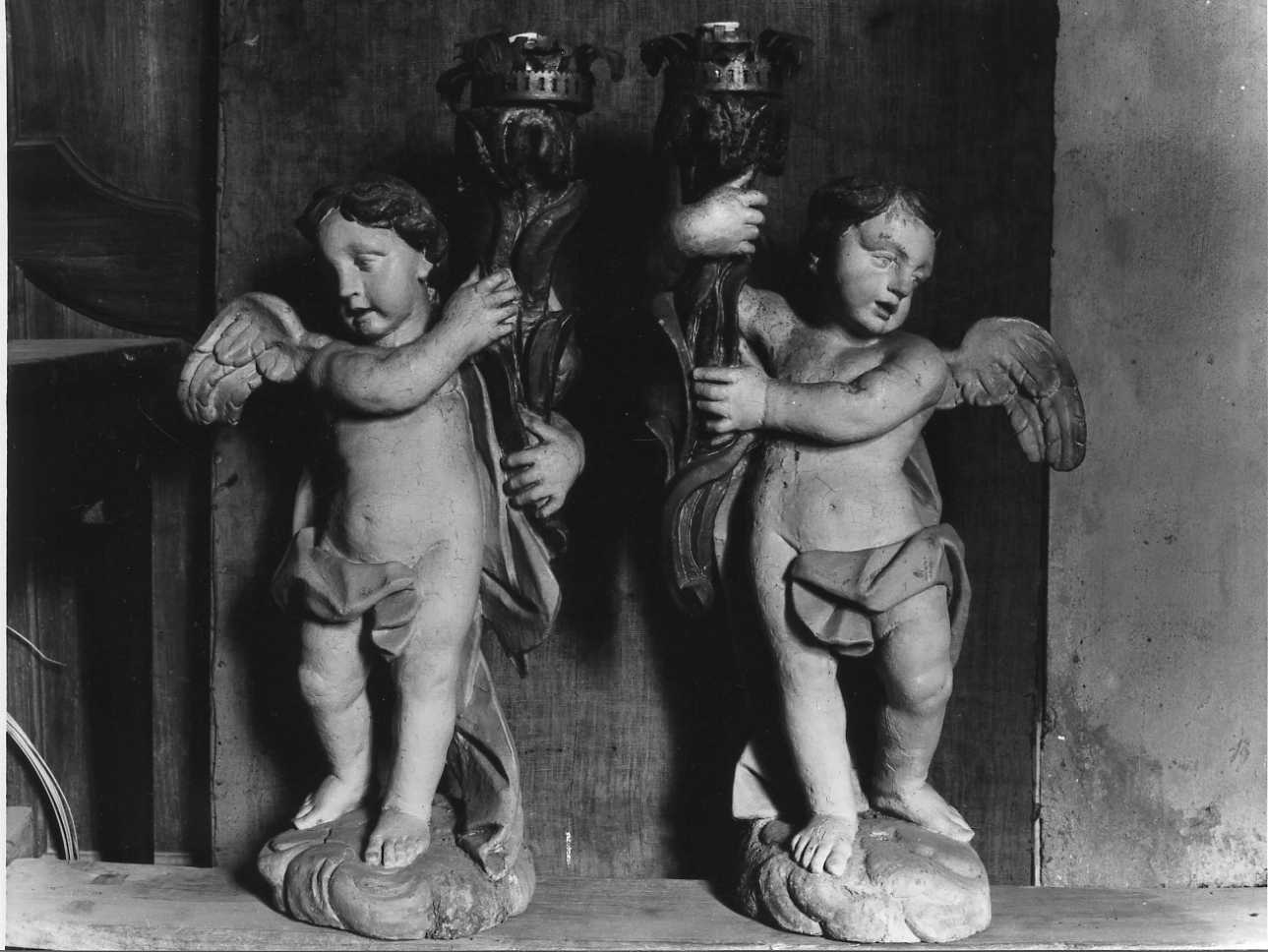 angioletto reggicandelabro (candelabro - a statua, coppia) - ambito piemontese (ultimo quarto sec. XVIII)