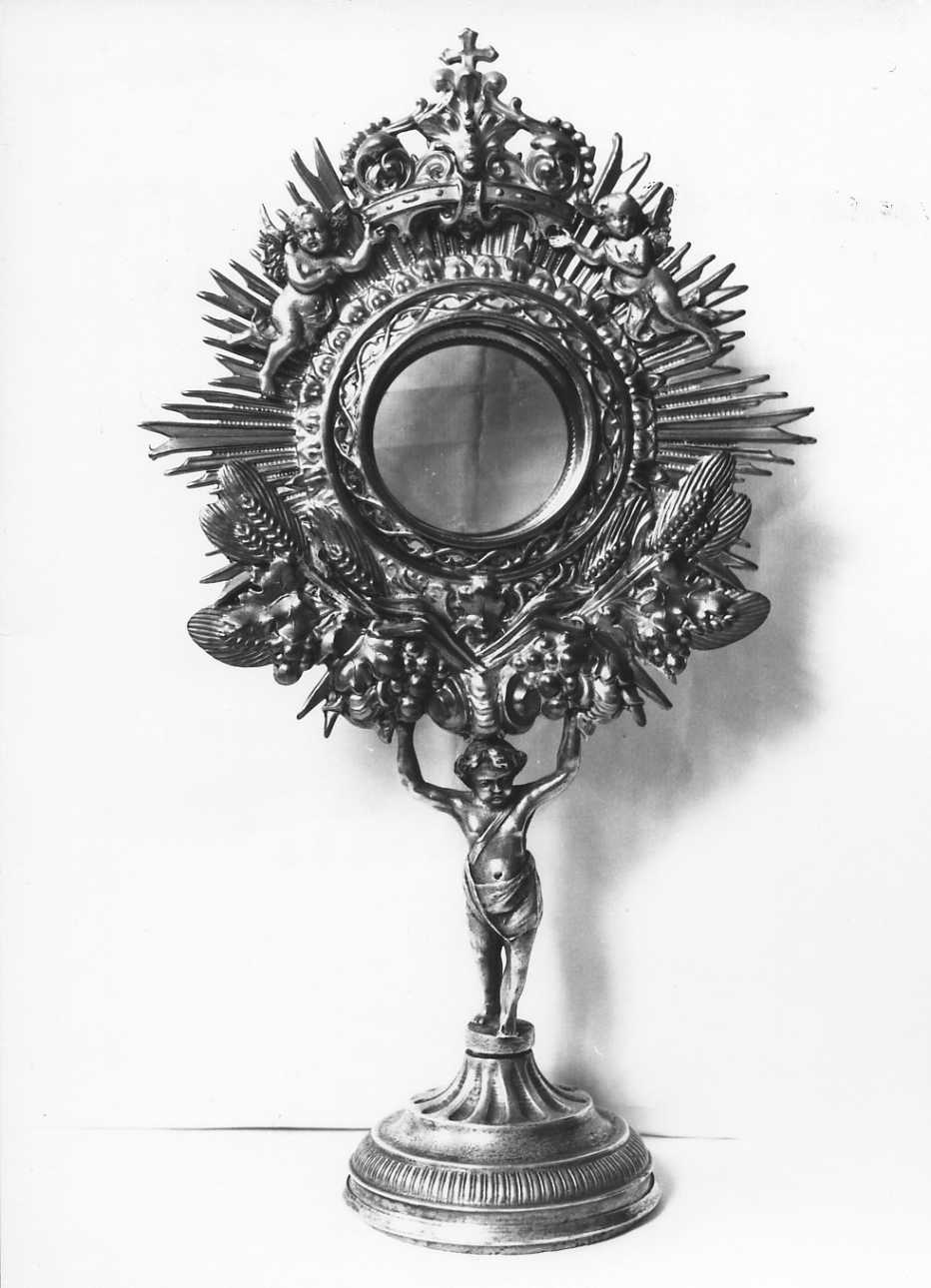 motivi decorativi vegetali con angeli (ostensorio - a raggiera, opera isolata) - ambito piemontese (sec. XIX)