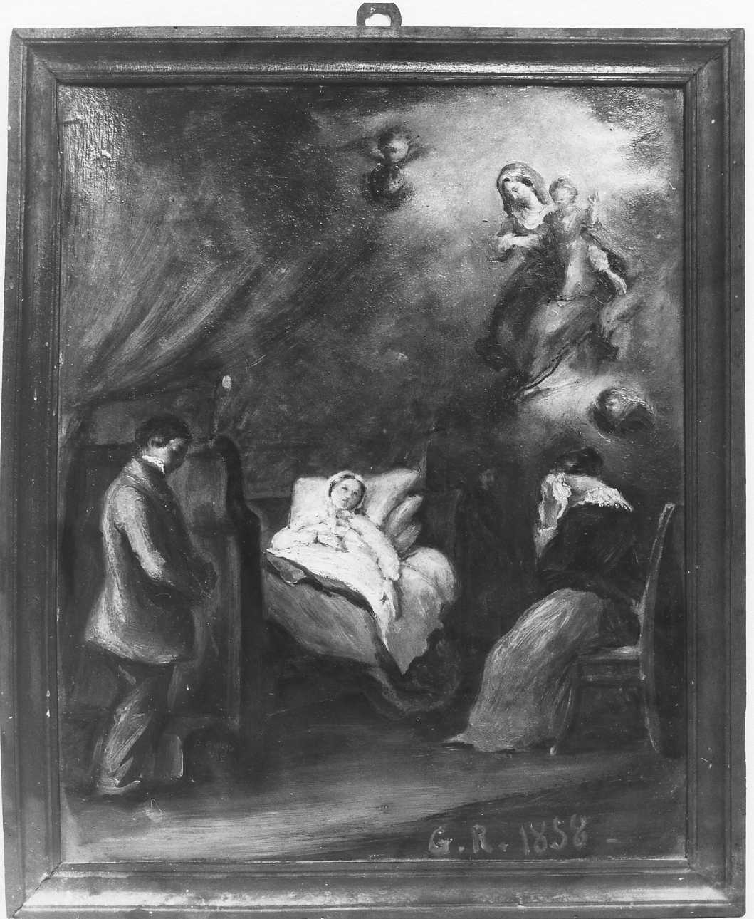 Madonna con Bambino intercede per guarigione (ex voto, opera isolata) - ambito piemontese (metà sec. XIX)