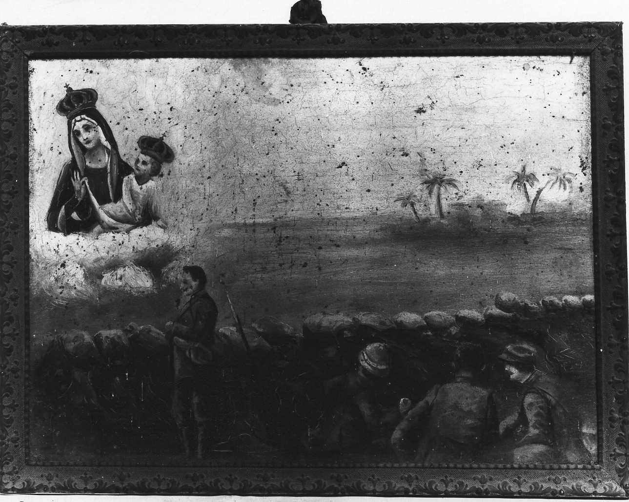 Madonna con Bambino intercede per salvare dalla guerra (ex voto, opera isolata) - ambito piemontese (primo quarto sec. XX)