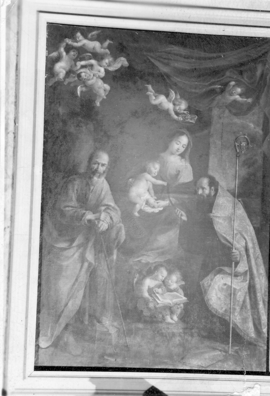 Sacra Famiglia con Sant'Agostino (dipinto, opera isolata) di Claret Giovanni (metà sec. XVII)