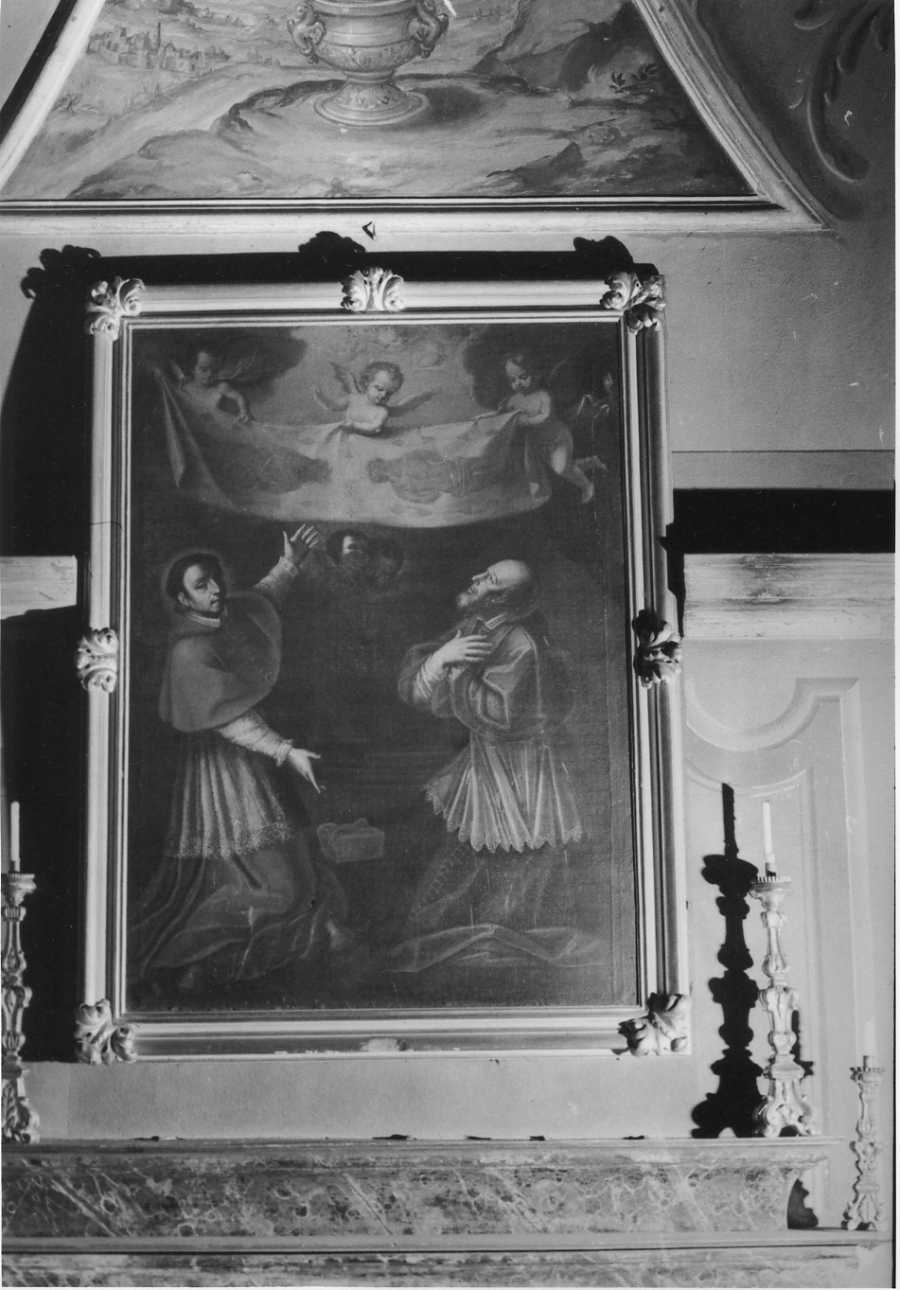 Santi in adorazione della Sacra Sindone (dipinto, opera isolata) - ambito piemontese (seconda metà sec. XVII)