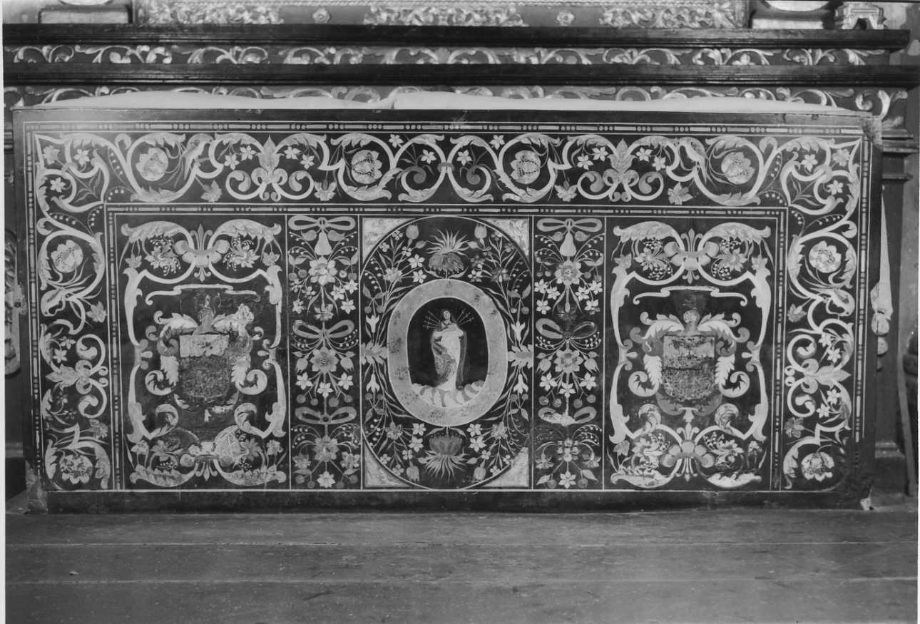 motivi decorativi floreali (paliotto - a pannello piano, opera isolata) - ambito piemontese (ultimo quarto sec. XVII)