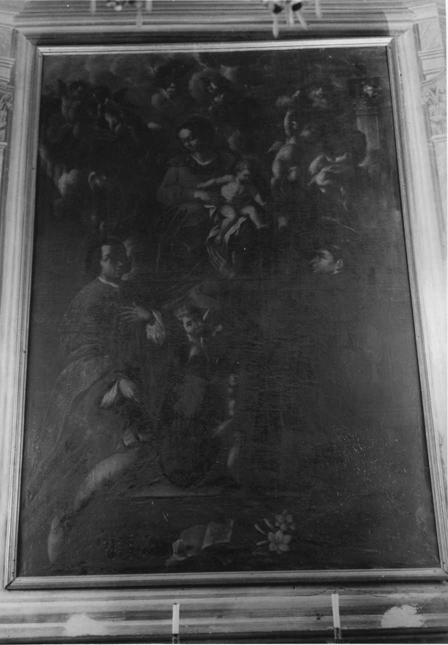Madonna con Bambino e angeli con il Beato Amedeo di Savoia e San'Antonio da Padova (dipinto, opera isolata) - ambito piemontese (seconda metà sec. XVII)