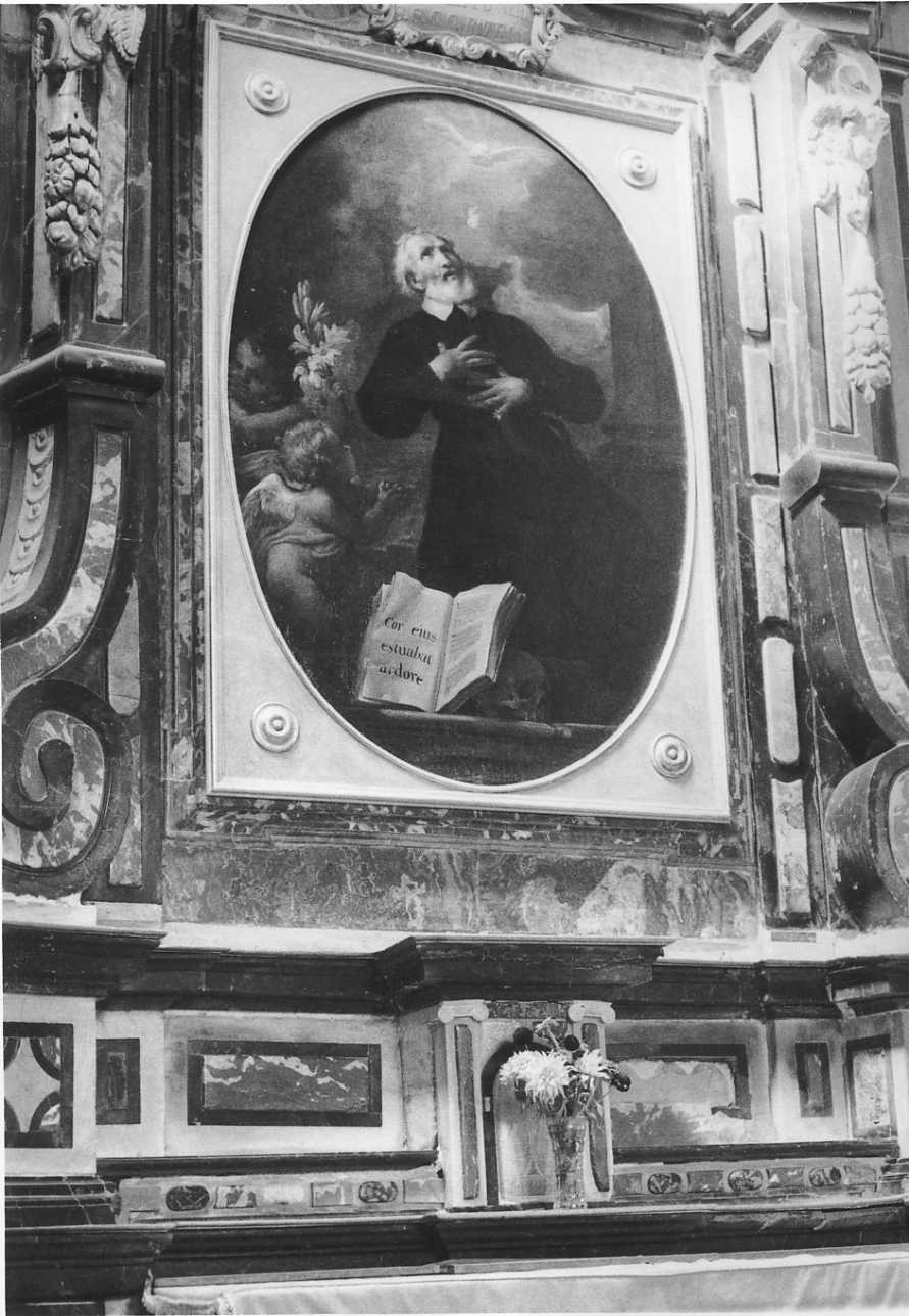 San Filippo Neri in adorazione del Sacro Cuore di Gesù (dipinto, opera isolata) di Toselli Giuseppe (secondo quarto sec. XIX)