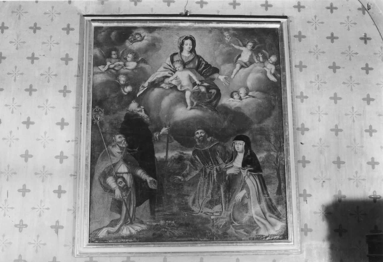 Madonna con Bambino, San Grato, Sant'Antonio Abate, San Francesco d'Assisi, Santa Caterina da Siena (dipinto, opera isolata) - ambito piemontese (sec. XVIII)