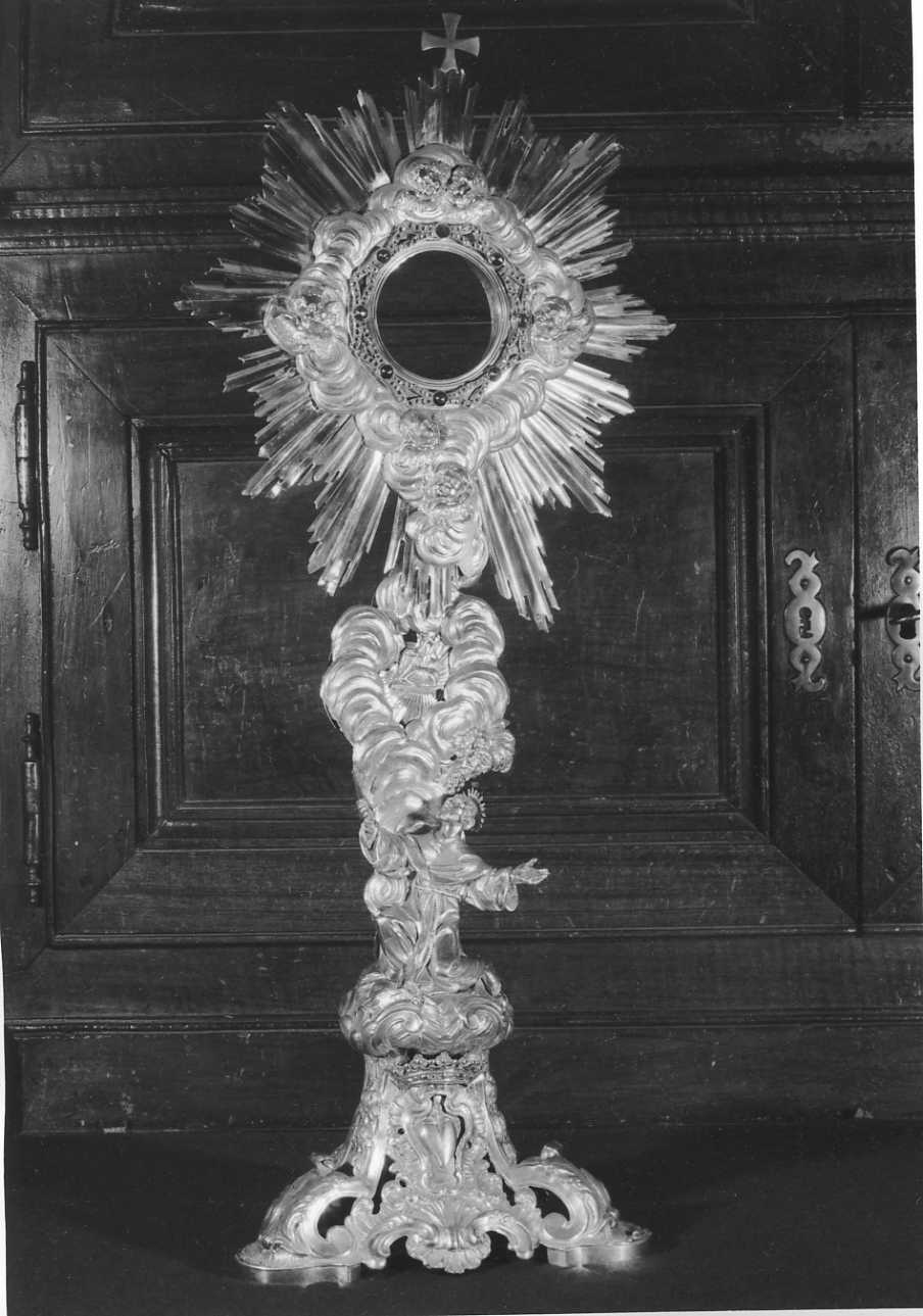 apparizione dell'Agnus Dei a San Francesco d'Assisi (ostensorio - a raggiera, opera isolata) di Avagnina Giuseppe (attribuito) (seconda metà sec. XVIII)