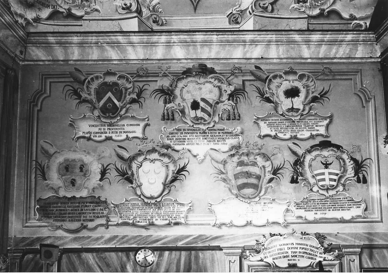 stemmi degli abati di San Pietro (dipinto, opera isolata) di Gallo Barelli (sec. XVIII)