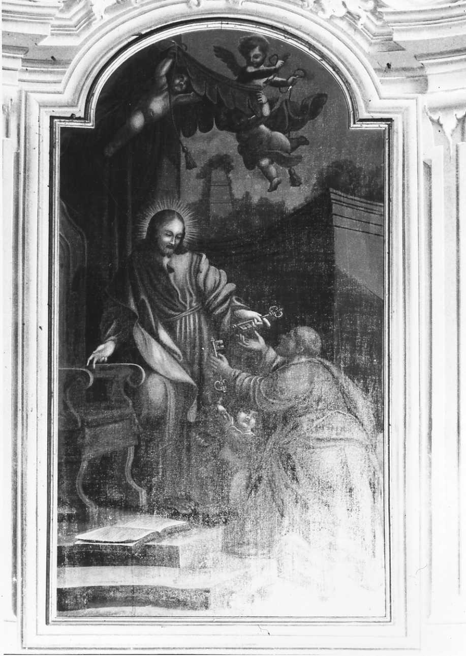 Cristo consegna le chiavi a San Pietro (dipinto, opera isolata) di Operti Pietro Paolo (sec. XVIII)