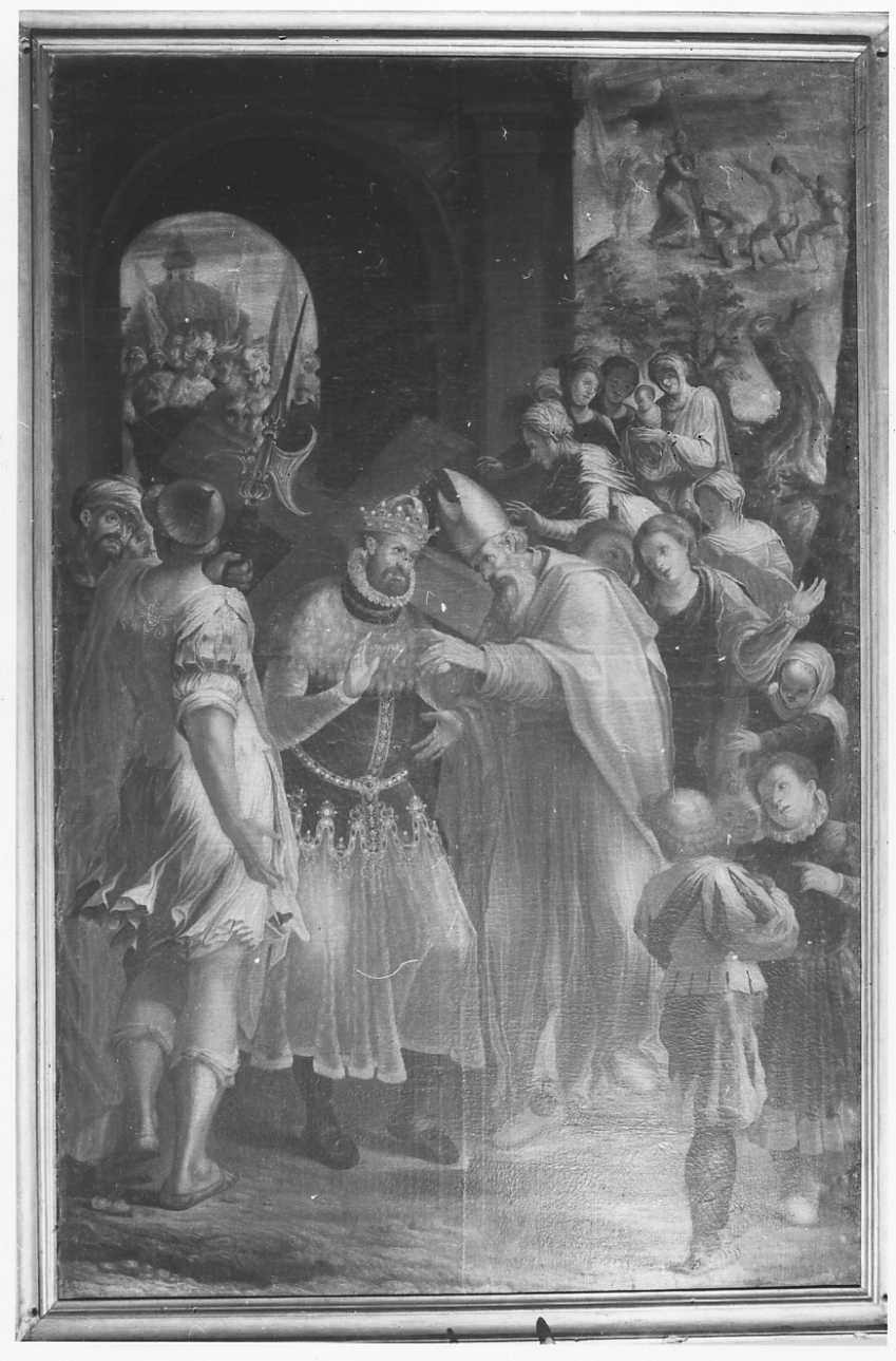 incontro di Zaccaria e dell'imperatore Eraclio (dipinto, opera isolata) di Dolce Giovanni Angelo (attribuito) (seconda metà sec. XVI)