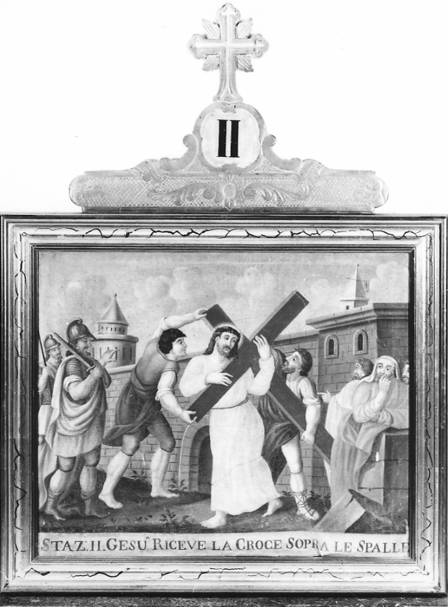 stazione II: Gesù caricato della croce (dipinto, elemento d'insieme) di Ferraris Domenico (sec. XIX)