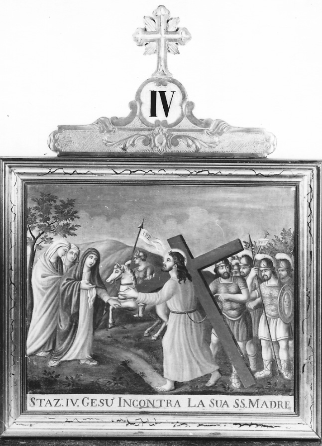 stazione IV: Gesù incontra la Madonna (dipinto, elemento d'insieme) di Ferraris Domenico (sec. XIX)