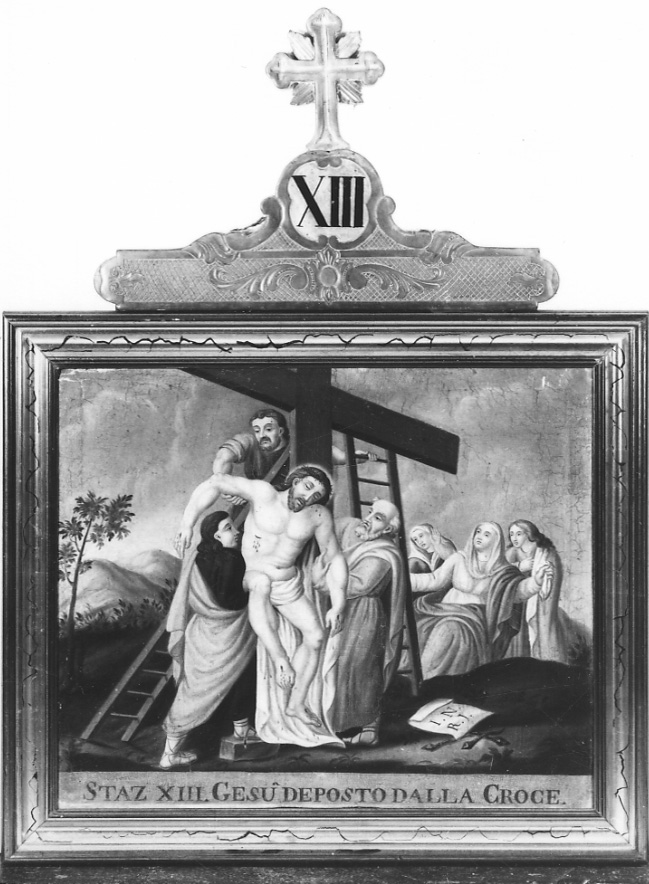 stazione XIII: Gesù deposto dalla croce (dipinto, elemento d'insieme) di Ferraris Domenico (sec. XIX)