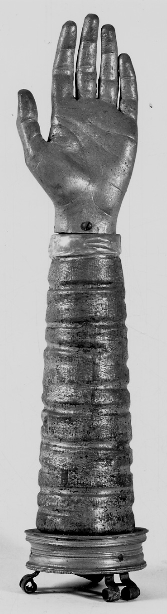 reliquiario antropomorfo - a braccio, opera isolata - bottega novarese (sec. XIX)