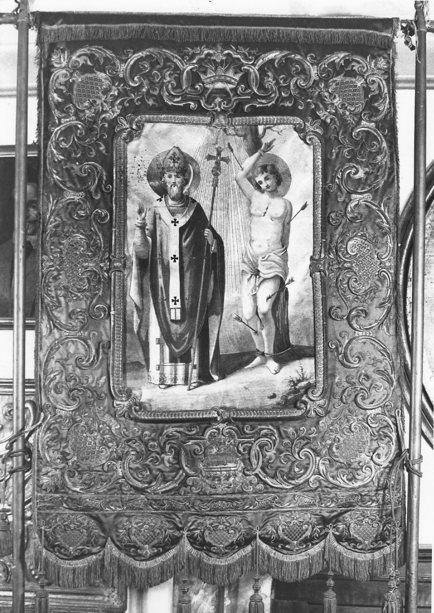 San Fabiano Vescovo e San Sebastiano (decorazione a ricamo, opera isolata) - manifattura lombardo-piemontese (seconda metà sec. XIX)
