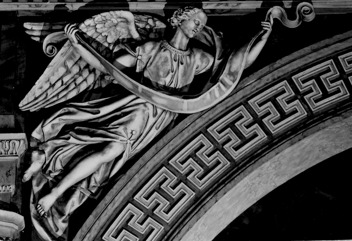 angelo con cartiglio (statua, coppia) - bottega novarese (seconda metà sec. XIX)