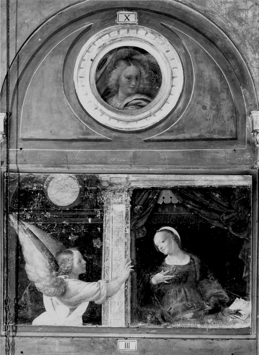 angelo (dipinto, elemento d'insieme) di Lanino Bernardino (metà sec. XVI)