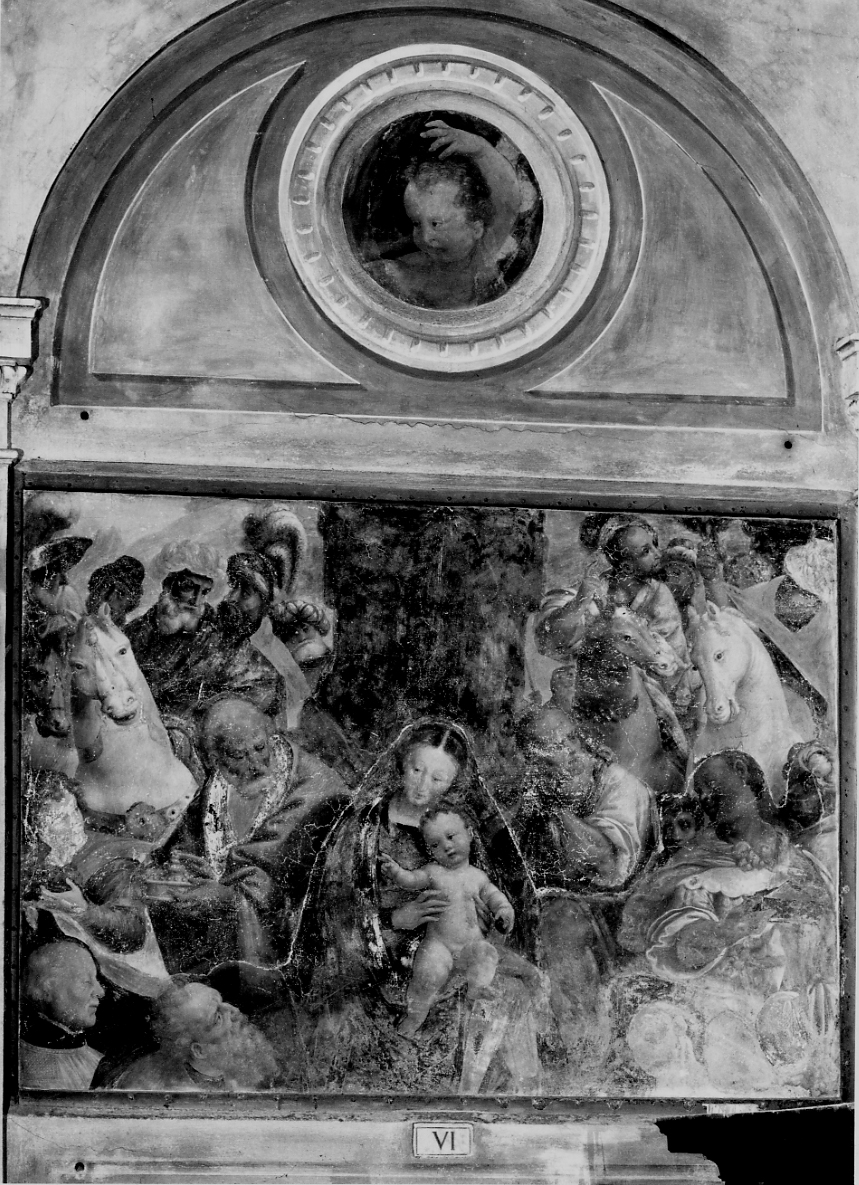 adorazione dei Re Magi (dipinto, elemento d'insieme) di Lanino Bernardino (metà sec. XVI)
