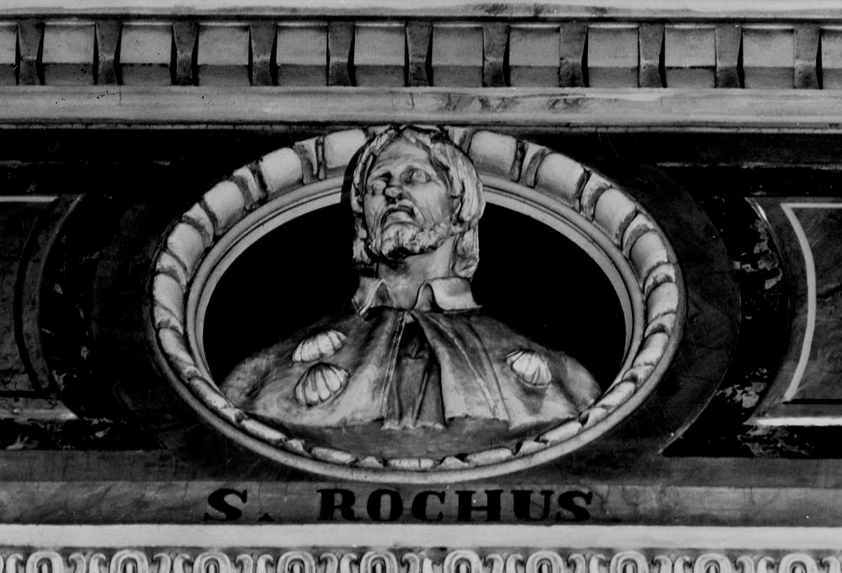 busto di San Rocco (decorazione plastica, elemento d'insieme) di Argenti Giuseppe (terzo quarto sec. XIX)