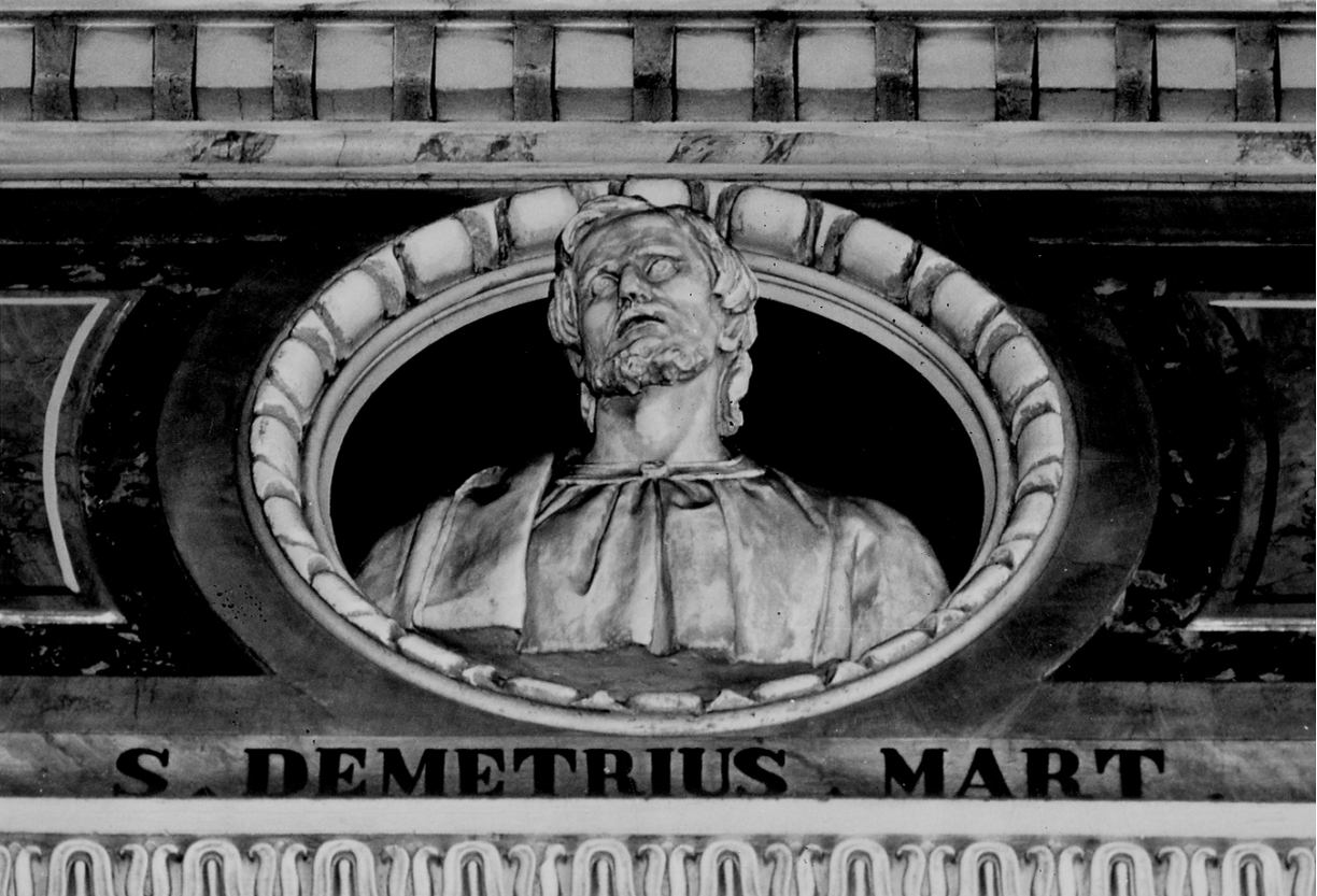 busto di San Demetrio (decorazione plastica, elemento d'insieme) di Argenti Giuseppe (terzo quarto sec. XIX)