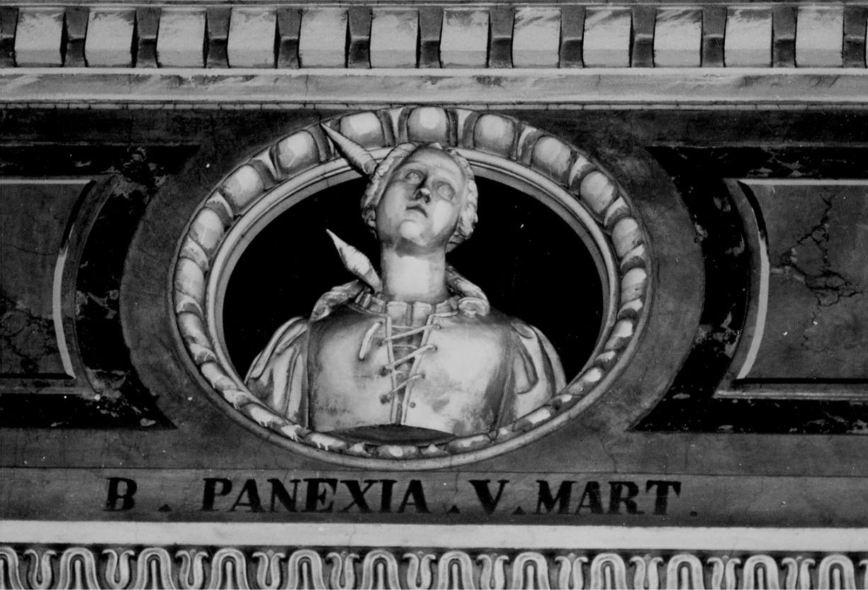 busto della Beata Panacea (decorazione plastica, elemento d'insieme) di Argenti Giuseppe (terzo quarto sec. XIX)