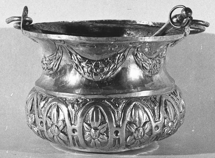 secchiello per l'acqua benedetta, opera isolata - bottega novarese (metà sec. XIX)