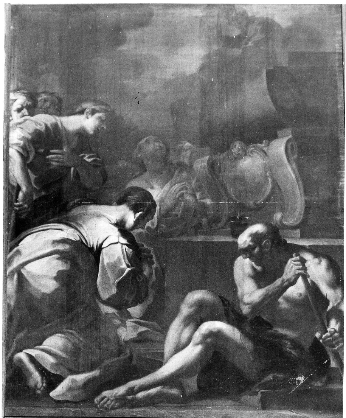 figure supplicanti al sepolcro di San Lorenzo (dipinto, opera isolata) di Abbiati Filippo (ultimo quarto sec. XVII)