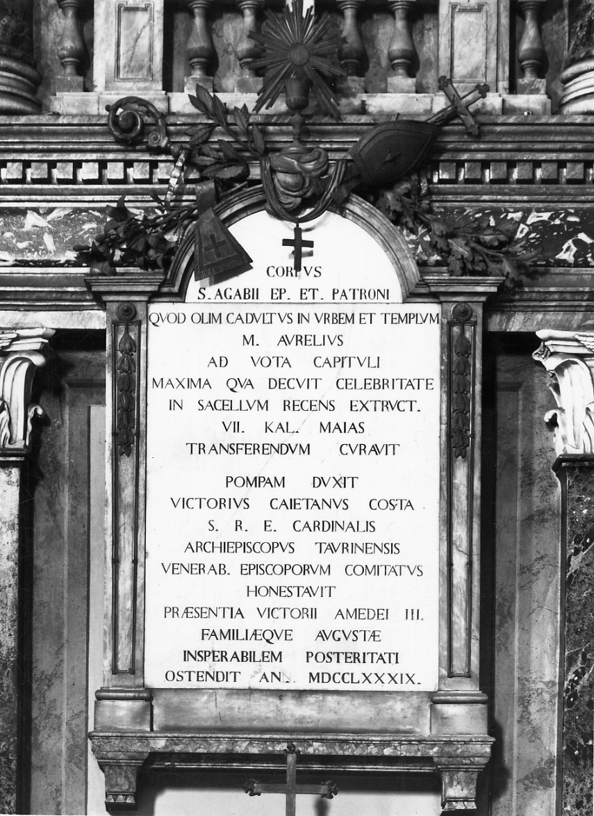 lapide commemorativa, opera isolata di Argenti Giuseppe - bottega Italia nord-occidentale (ultimo quarto, ultimo quarto sec. XVIII, sec. XVIII)