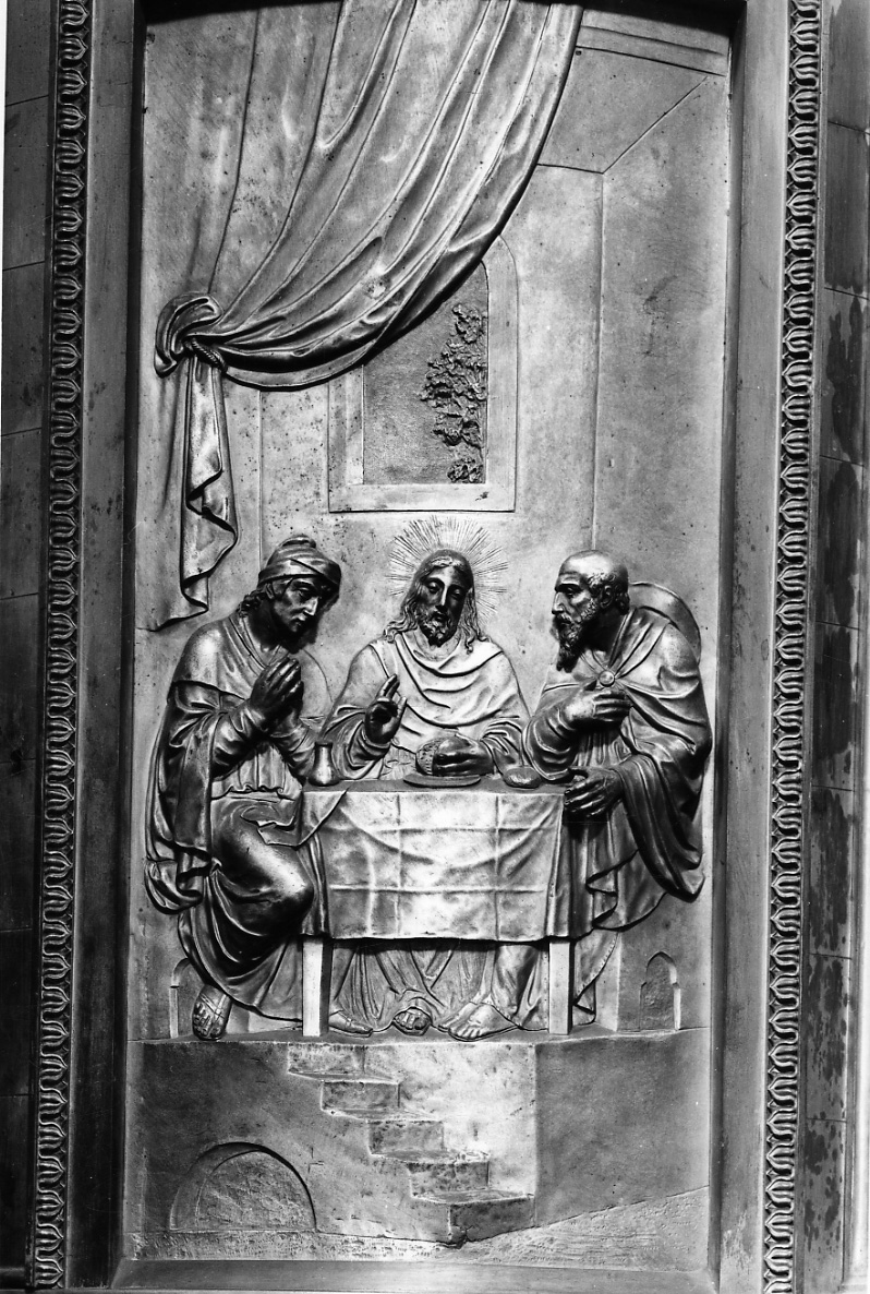 cena in Emmaus (decorazione plastica, elemento d'insieme) di Antonelli Alessandro, Conterio Bartolomeo, Magistrini Giuseppe (secondo quarto sec. XIX)