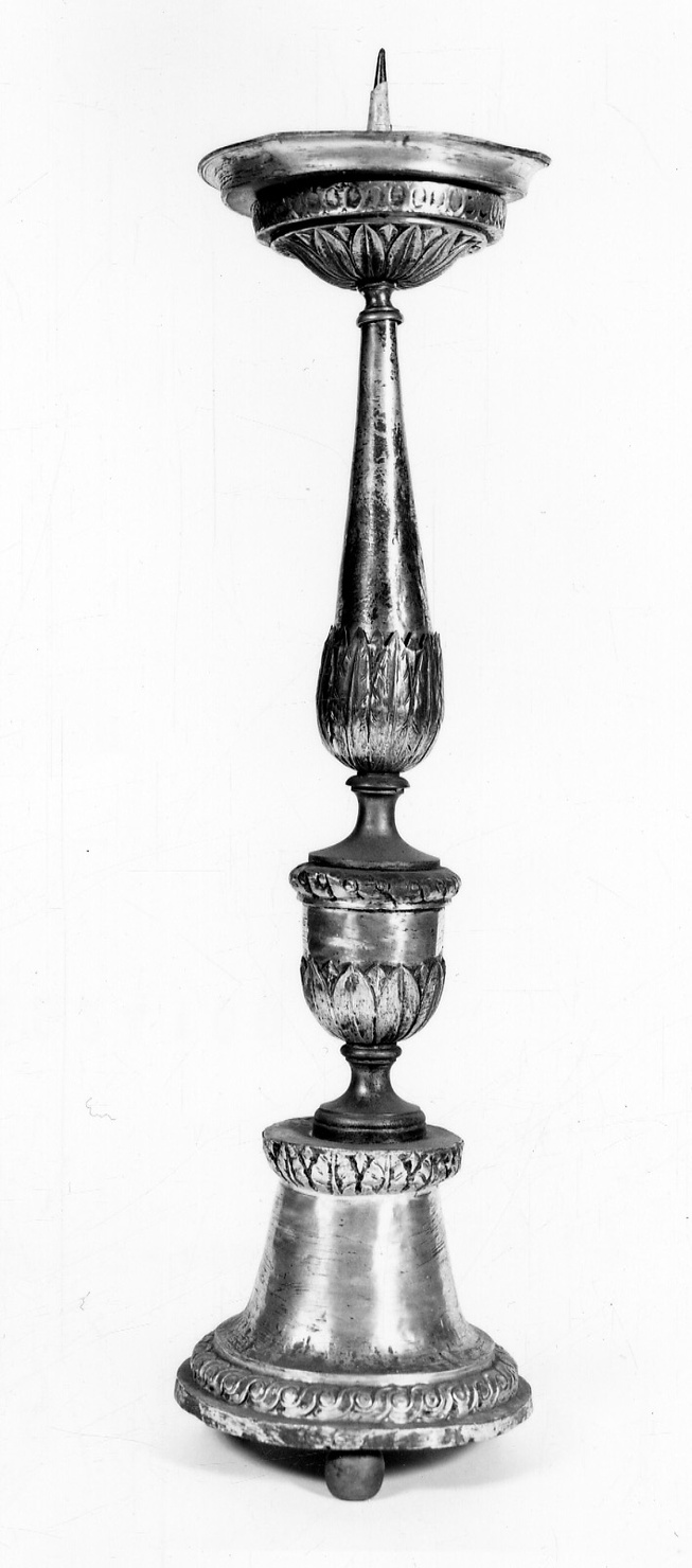 candeliere da chiesa, coppia - bottega novarese (metà sec. XIX)