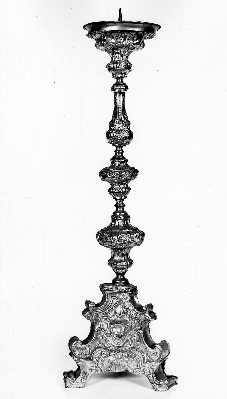 candeliere da chiesa, serie - bottega lombarda (seconda metà sec. XIX)