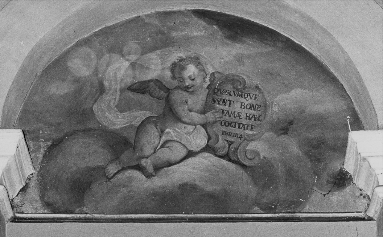 angioletto con iscrizione (dipinto, opera isolata) - ambito lombardo-novarese (sec. XIX)