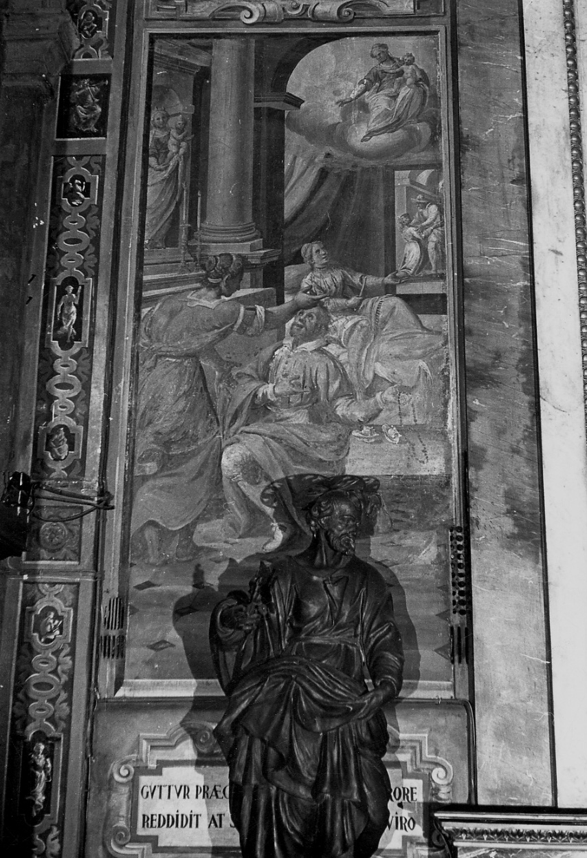 Madonna del Rosario appare ad un'ammalata (dipinto, elemento d'insieme) di Della Rovere Giovanni Mauro detto Fiamminghino (secondo quarto sec. XVII)