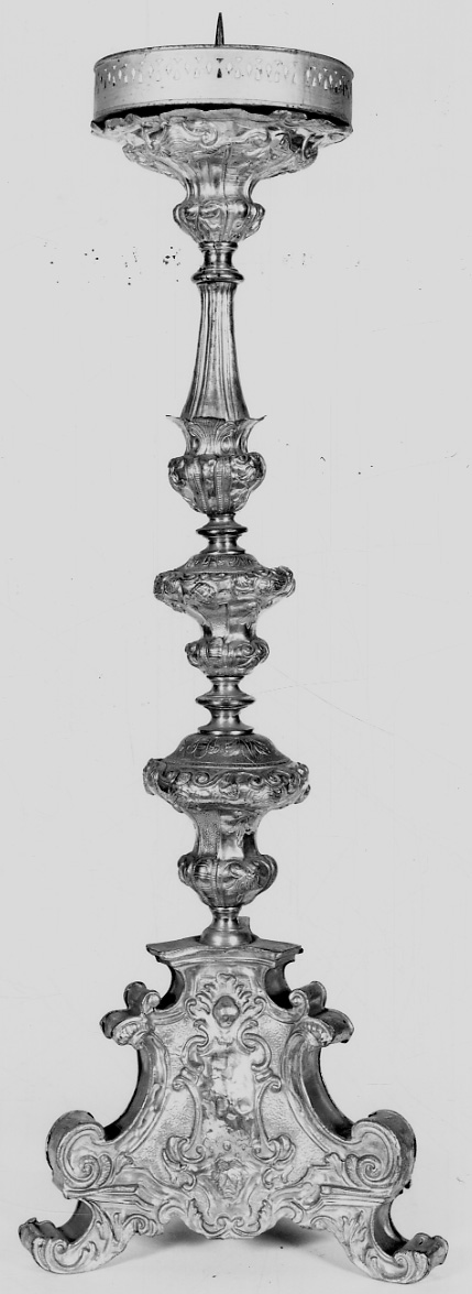 candeliere da chiesa, serie - bottega lombarda (metà sec. XVIII)