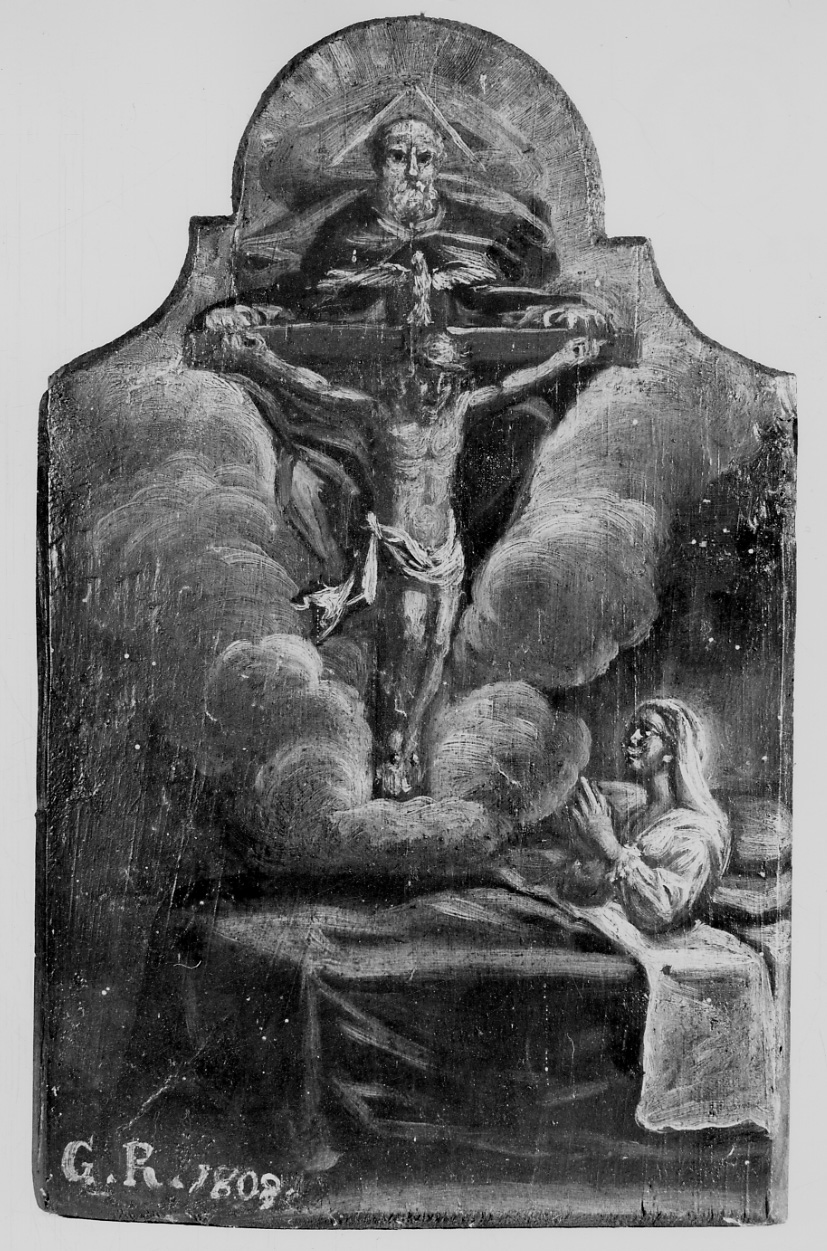 Intervento della Trinità per guarigione (ex voto, opera isolata) - ambito oleggese (inizio sec. XIX)