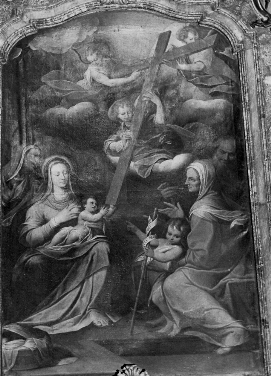 Madonna con Bambino e Santi e angeli reggenti la croce (dipinto, opera isolata) di Procaccini Camillo (attribuito) (sec. XVII)